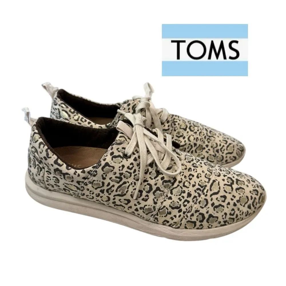 TOMS Del Ray Women's Leoprad Print Canvas Lace-up Sneakers 8